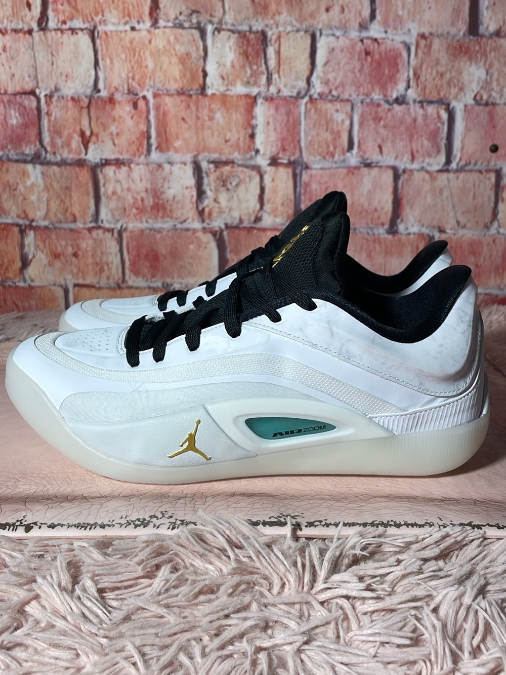 Air Jordan Zion 4 Mud to Marble Sneakers with Gold Jumpman Accent